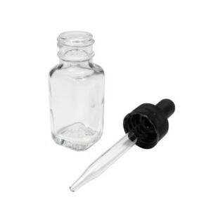 Bottles With Dropper, Square, Flint Glass