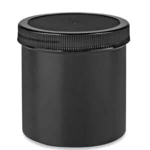 Black Round Wide-Mouth Plastic Jars Bulk Pack