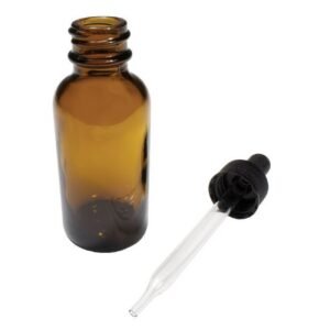 Bottles With Dropper, Boston Round, Amber